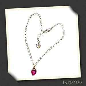 PT 900 PLATINUM Bracelet with Pink Topaz Heart Charm
